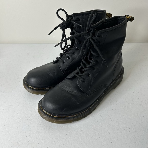 Dr. Martens Shoes - Dr. Martens 1460 Y Softy T Leather Lace Up Boots Size 5M 6L Black Side Zipper